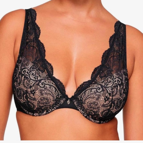ThirdLove Women’s Lace Contour Plunge Bra Underwire & Moderate Push Up Black 44E - Picture 6 of 6